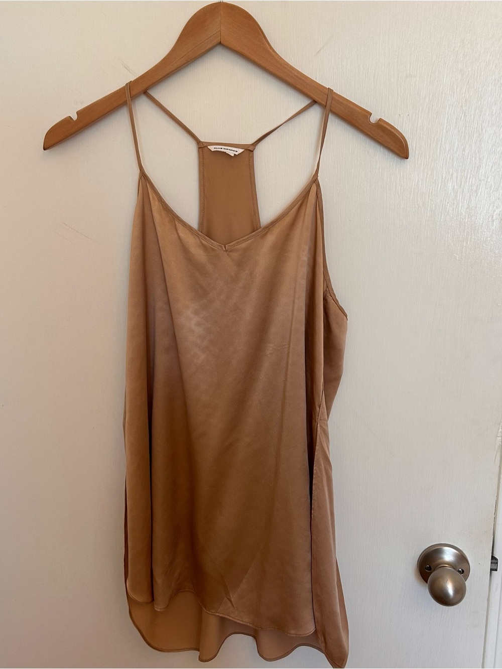 Club Monaco Racerback Silk Camisole in Tan